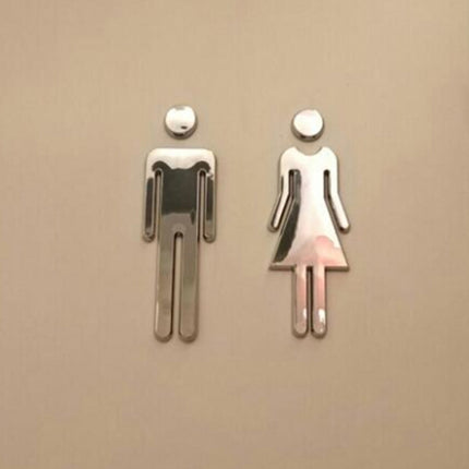 2 PCS 12cm Toilet /Bathroom /Restroom /WC Door Wall Sign Signage-garmade.com