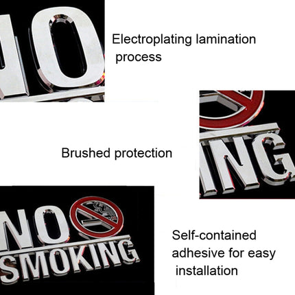 No Smoking Sign Imitation Stainless Steel Sign Wall Sticker Sign-garmade.com
