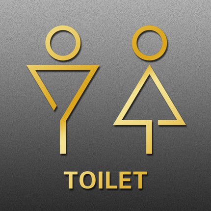 19 x 14cm Personalized Restroom Sign WC Sign Toilet Sign,Style: Triangle-Golden Public-garmade.com