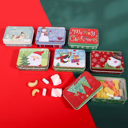 Tinplate Christmas Gift Box Holiday Gift Candy Storage Box(Pattern Random Delivery)-garmade.com