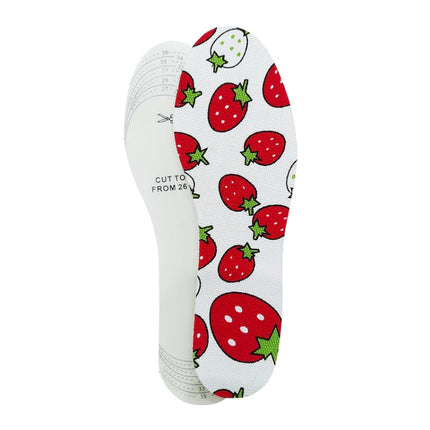 3 Pairs Latex Children Insole Soft Cartoon Printed Canvas Foot Pad(Strawberry)-garmade.com