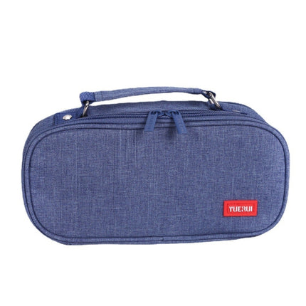 Large Capacity Multi-layer Portable Stationery Bag Canvas Pen Bag(Blue)-garmade.com