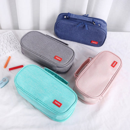 Large Capacity Multi-layer Portable Stationery Bag Canvas Pen Bag(Blue)-garmade.com