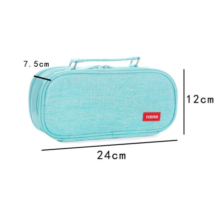 Large Capacity Multi-layer Portable Stationery Bag Canvas Pen Bag(Blue)-garmade.com