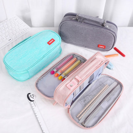 Large Capacity Multi-layer Portable Stationery Bag Canvas Pen Bag(Blue)-garmade.com