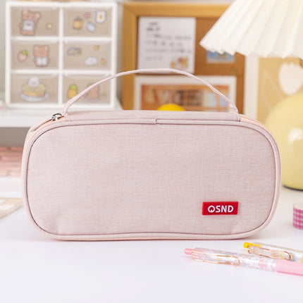 QSND WJLBD0004 Large Capacity Multi-layer Handheld Pen Bag Stationery Storage Bag(Pink)-garmade.com