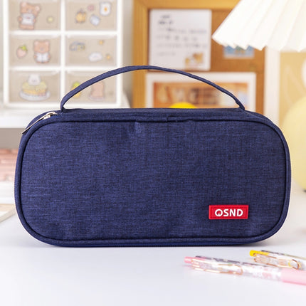 QSND WJLBD0004 Large Capacity Multi-layer Handheld Pen Bag Stationery Storage Bag(Navy Blue)-garmade.com