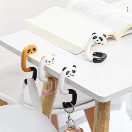 2 PCS Deskside Schoolbag Hook Removable Office Bag Hanger(Panda)-garmade.com