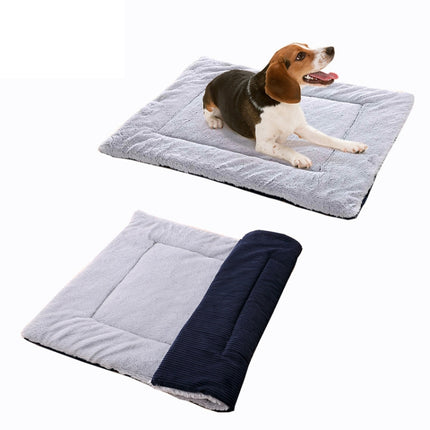 Double Sided Pet Mat Four Seasons Warm Dog Blanket,Size: S(Wick Strip Khaki)-garmade.com