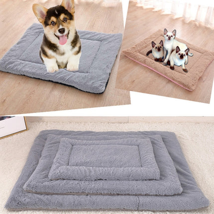 Double Sided Pet Mat Four Seasons Warm Dog Blanket,Size: L(Wick Strip Dark Blue)-garmade.com