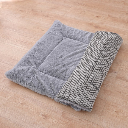Double Sided Pet Mat Four Seasons Warm Dog Blanket,Size: L(Short Plush Gray)-garmade.com