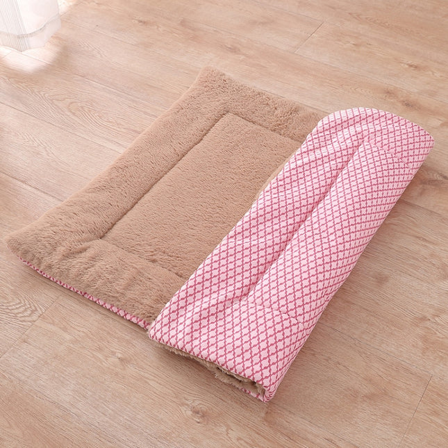 Double Sided Pet Mat Four Seasons Warm Dog Blanket,Size: L(Short Plush Pink)-garmade.com