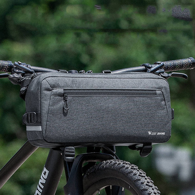 WEST BIKING YP0707301 Mountain Bike Handlebar Bag Multifunctional Large Capacity Head Bag(Grey)-garmade.com