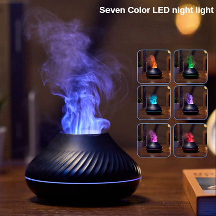 DQ705 Volcanic Flame Aroma Diffuser Essential Oil Lamp Air Humidifier with Color Night Light(Beige)-garmade.com