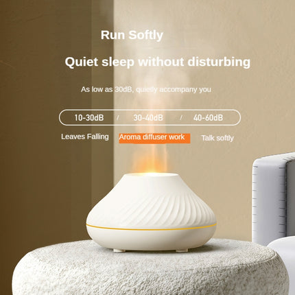 DQ705 Volcanic Flame Aroma Diffuser Essential Oil Lamp Air Humidifier with Color Night Light(Beige)-garmade.com