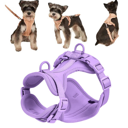 Pet PVC Strap Macaron Color Dog Chest Strap, Size: L(Purple)-garmade.com