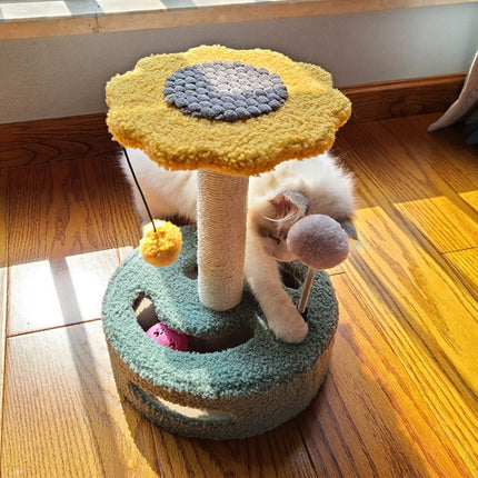 Cat Climbing Rack Small Turntable Cat Scratching Board Toy(Yellow)-garmade.com