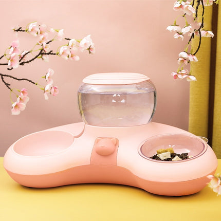 Automatic Drinking Water Feed Double Bowl Anti-overturning Dog Basin, Specification: Pink-garmade.com