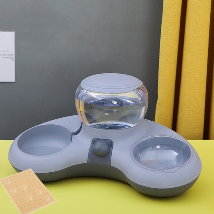 Automatic Drinking Water Feed Double Bowl Anti-overturning Dog Basin, Specification: Gray+Placemat-garmade.com