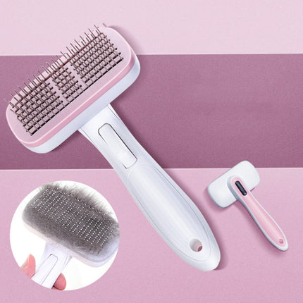 Pet Comb Cat Dog Hair Brush Hair Removal Tool, Style: Steel Needle (Pink)-garmade.com
