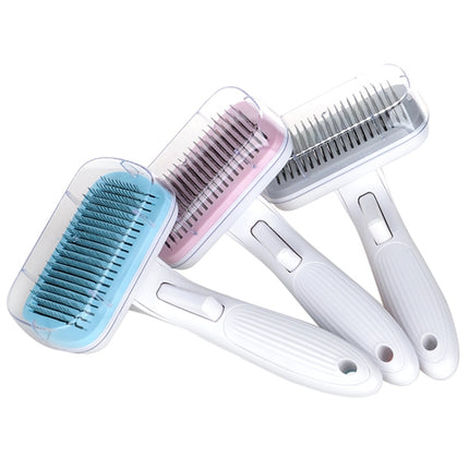 Pet Comb Cat Dog Hair Brush Hair Removal Tool, Style: Steel Needle (Pink)-garmade.com
