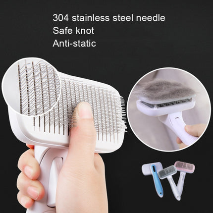 Pet Comb Cat Dog Hair Brush Hair Removal Tool, Style: Steel Needle (Pink)-garmade.com