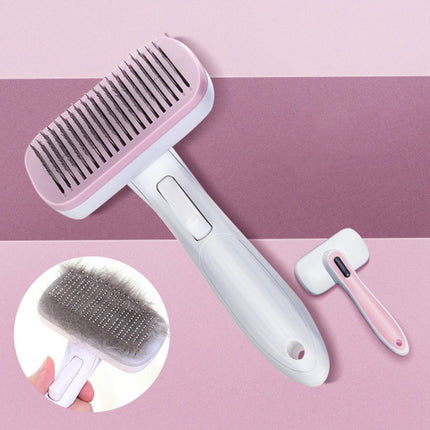 Pet Comb Cat Dog Hair Brush Hair Removal Tool, Style: Steel Wire (Pink)-garmade.com