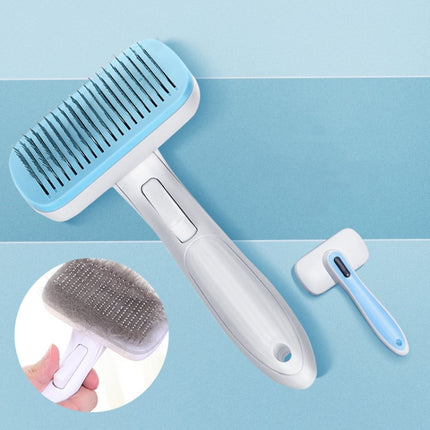 Pet Comb Cat Dog Hair Brush Hair Removal Tool, Style: Steel Wire (Blue)-garmade.com