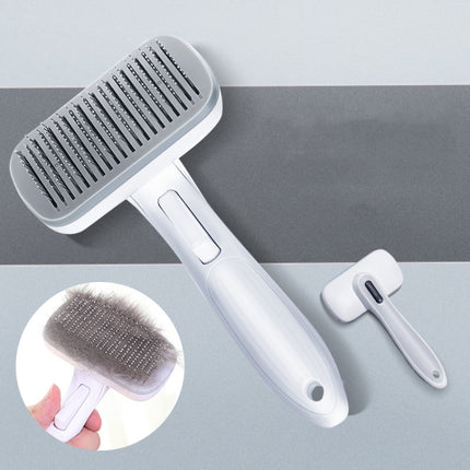 Pet Comb Cat Dog Hair Brush Hair Removal Tool, Style: Steel Wire Rubber Head (Gray)-garmade.com