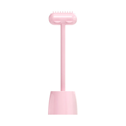 Pet Cat and Dog Supplies Long Handle Comb With Base(Pink)-garmade.com