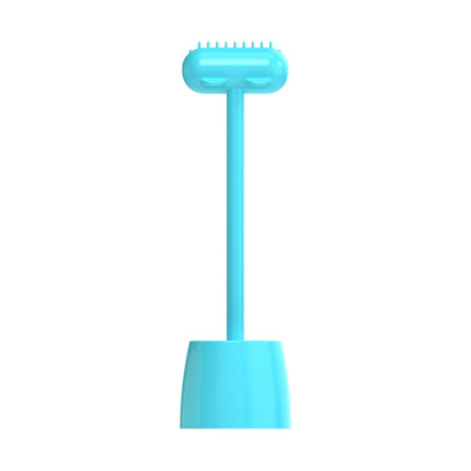 Pet Cat and Dog Supplies Long Handle Comb With Base(Blue)-garmade.com