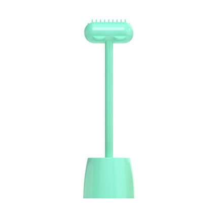 Pet Cat and Dog Supplies Long Handle Comb With Base(Green)-garmade.com
