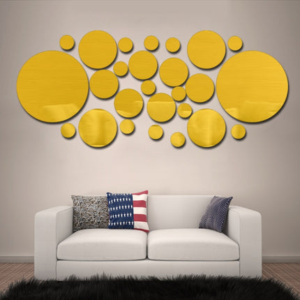 JM004 26PCS Bedroom Geometric Round Stereo Acrylic Mirror Wall Sticker(Gold)-garmade.com