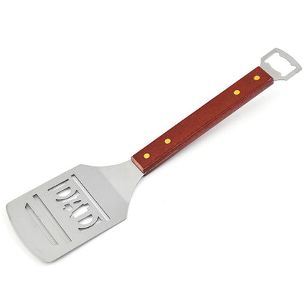 Stainless Steel BBQ Letter Shovel Outdoor Camping BBQ Tools With Bottle Opener Function(Brown)-garmade.com