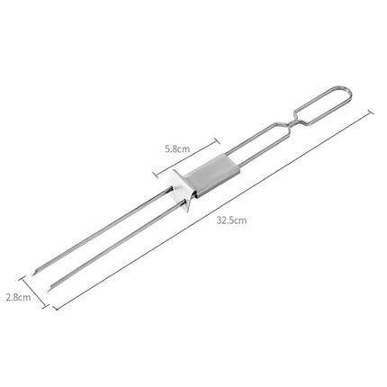 2 PCS Stainless Steel Semi-Automatic Double Head BBQ Fork Outdoor BBQ Tool-garmade.com
