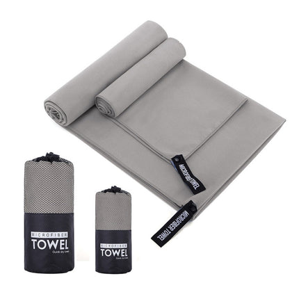 Absorbent Quick Dry Sports Towel Microfiber Bath Towel 40x80cm(Gray Round Mesh Bag)-garmade.com