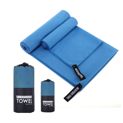 Absorbent Quick Dry Sports Towel Microfiber Bath Towel 40x80cm(Sky Blue Round Mesh Bag)-garmade.com