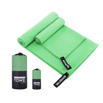 Absorbent Quick Dry Sports Towel Microfiber Bath Towel 40x80cm(Grass Green Round Mesh Bag)-garmade.com