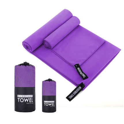 Absorbent Quick Dry Sports Towel Microfiber Bath Towel 40x80cm(Purple Round Mesh Bag)-garmade.com
