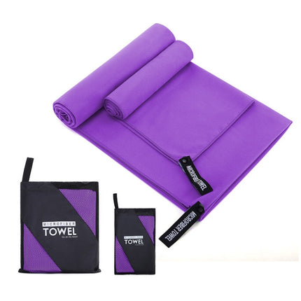 Absorbent Quick Dry Sports Towel Microfiber Bath Towel 40x80cm(Purple Square Mesh Bag)-garmade.com