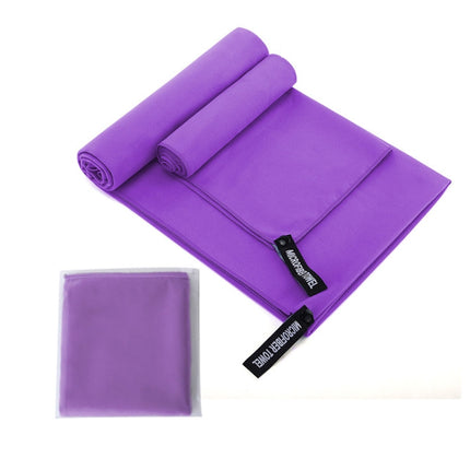Absorbent Quick Dry Sports Towel Microfiber Bath Towel 40x80cm(Purple Waterproof Matte Bag)-garmade.com