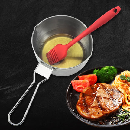 Stainless Steel Sauce Oil Pot + Silicone Oil Brush Set Outdoor BBQ Tools-garmade.com