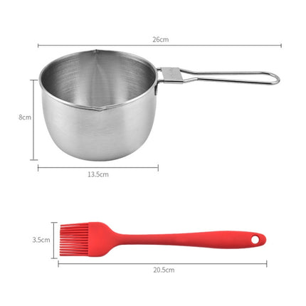 Stainless Steel Sauce Oil Pot + Silicone Oil Brush Set Outdoor BBQ Tools-garmade.com