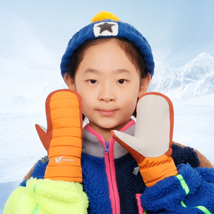 FLYING TERN 307 Outdoor Sports Fleece Waterproof Wear-resistant Children Gloves(Lake Blue)-garmade.com