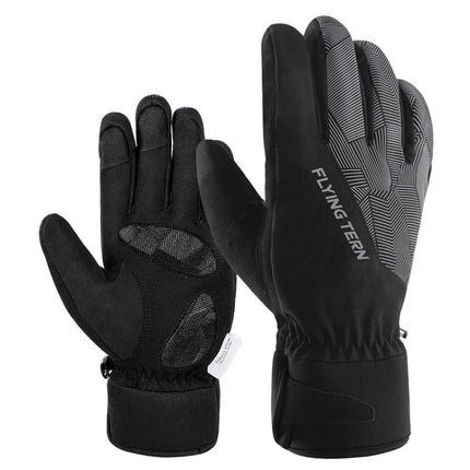 FLYING TERN 315 Thicken Cycling Windproof Warm Touch Screen Gloves, Size: M(Black Gray)-garmade.com