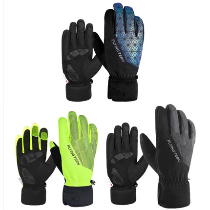 FLYING TERN 315 Thicken Cycling Windproof Warm Touch Screen Gloves, Size: L(Fluorescent Green)-garmade.com