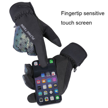 FLYING TERN 315 Thicken Cycling Windproof Warm Touch Screen Gloves, Size: M(Black Gray)-garmade.com