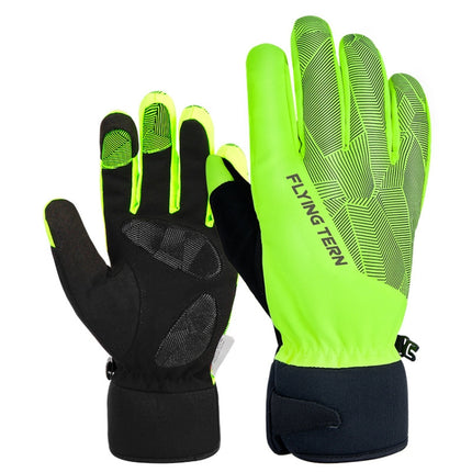 FLYING TERN 315 Thicken Cycling Windproof Warm Touch Screen Gloves, Size: L(Fluorescent Green)-garmade.com