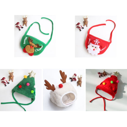 Pet Christmas Hat Saliva Festive Dressing Supplies, Color: Bibs Green-garmade.com