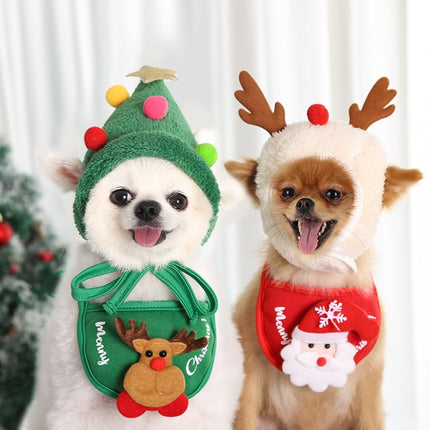 Pet Christmas Hat Saliva Festive Dressing Supplies, Color: Green Hat S-garmade.com